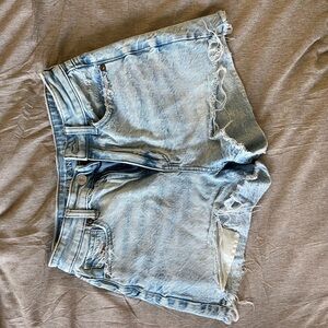 Light Blue Distressed Denim Shorts